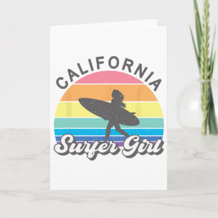 Surfer Girl California Surfing Surf Beach Women Cu Card