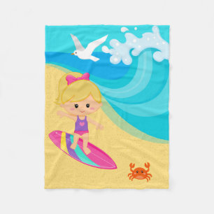 Surfer girl fleece blanket