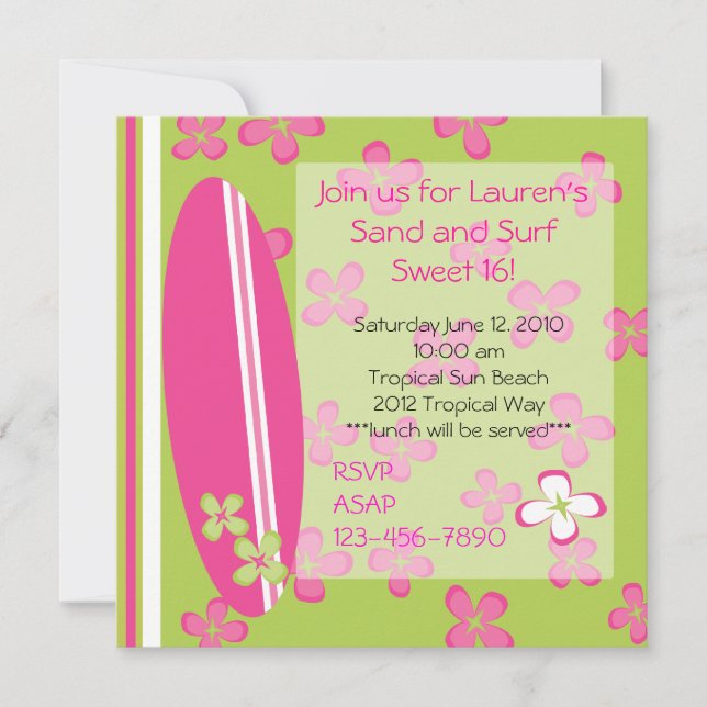 Surfer Girl Invitation (Front)