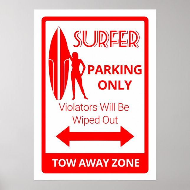 Surfer Girl Parking Only Poster (Front)