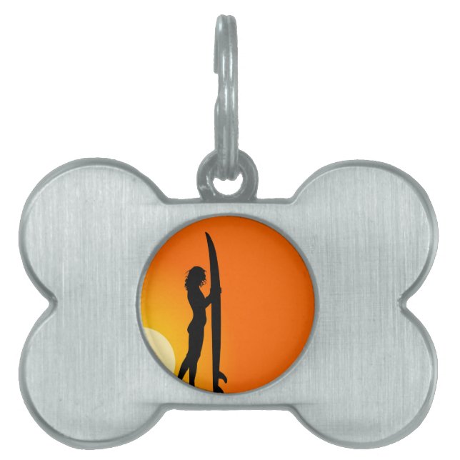 Surfer Girl Pet Tag (Front)
