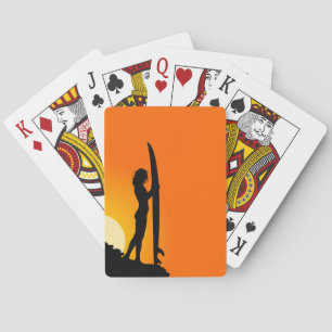 Surfer Girl Playing Cards