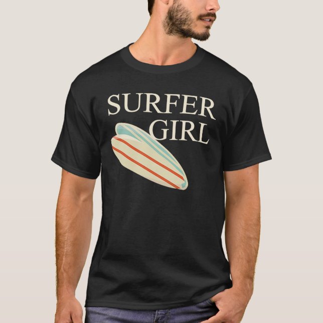 Surfer Girl Retro Surfing  Lady Surfer T-Shirt (Front)