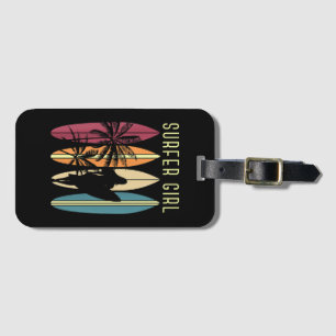 Surfer Girl Surfboard Surfing Women Girls Surf Oce Luggage Tag