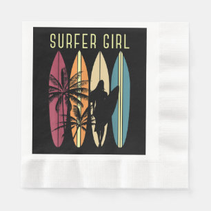 Surfer Girl Surfboard Surfing Women Girls Surf Oce Napkin