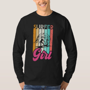 Surfer Girl Surfboard Women Surf Ocean Retro Surfi T-Shirt