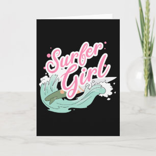 Surfer Girl Surfing Card