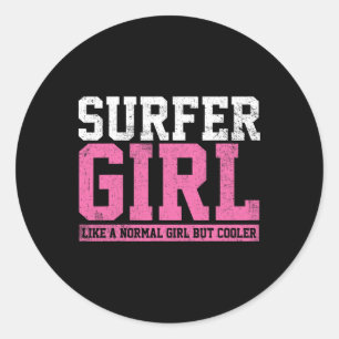 Surfer Girl Surfing Gift Classic Round Sticker