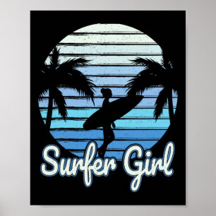 Surfer Girl Surfing Women Girls Surf Ocean Surfing Poster