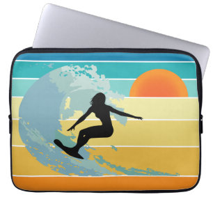 Surfer Girl Vintage Sunset Laptop Sleeve