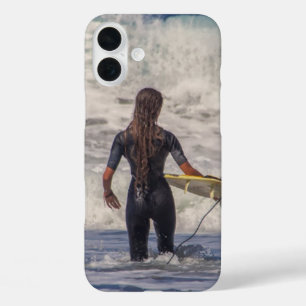 Surfer Girl Waves iPhone 16 Plus Case