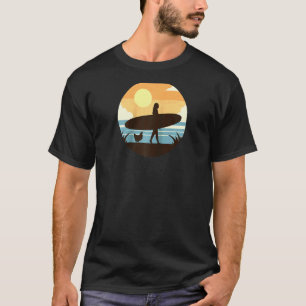 Surfer Girl Woman & Chicken Hen Retro Vintage Surf T-Shirt