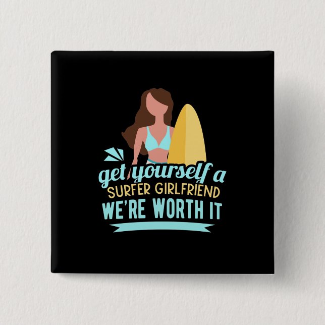 Surfer Girlfriend 15 Cm Square Badge (Front)