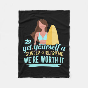 Surfer Girlfriend Fleece Blanket
