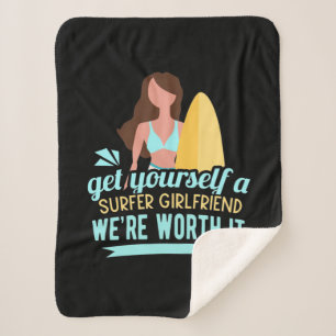 Surfer Girlfriend Sherpa Blanket