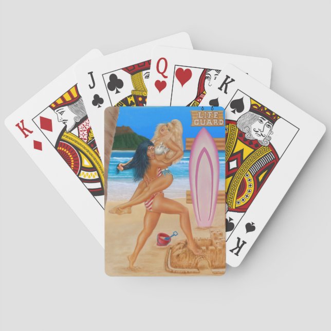 SURFER GIRLS CATFIGHT PLAYING CARDS (Back)