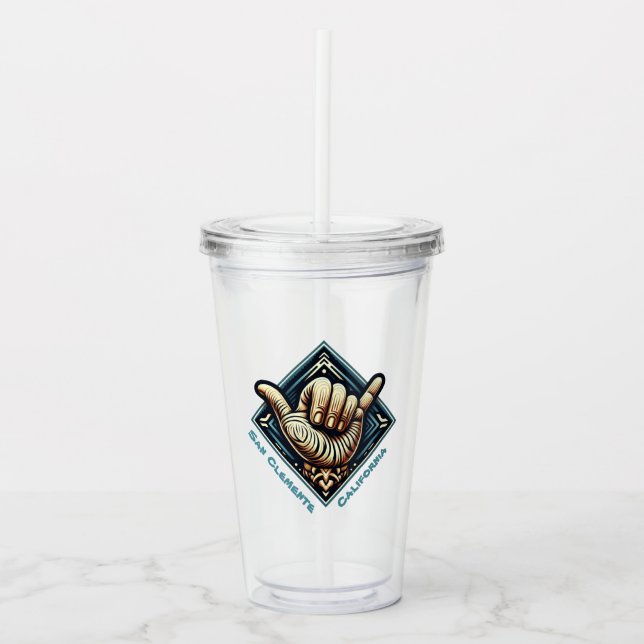 Surfer Hand Symbol Acrylic Tumbler (Front)