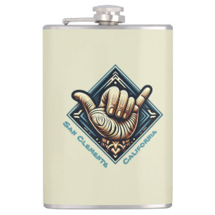Surfer Hand Symbol Hip Flask