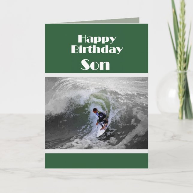 Surfer Happy Birthday Son Card (Front)