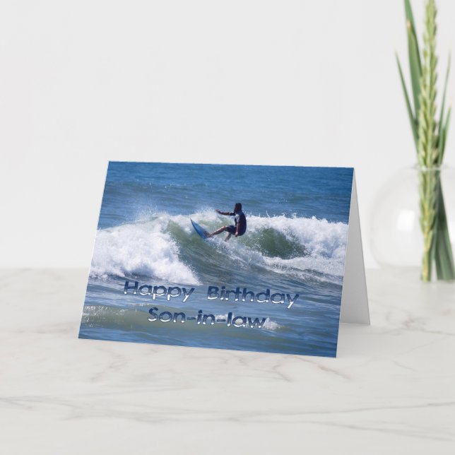 Surfer Happy Birthday Son-in-Law Card (Front)