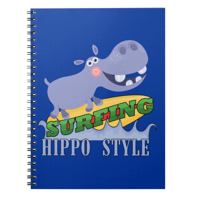 Surfer Hippopotamus Notebook (Front)