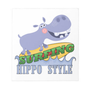 Surfer Hippopotamus Notepad