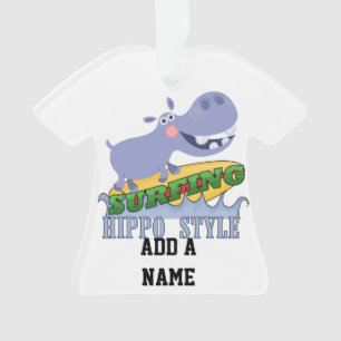 Surfer Hippopotamus Ornament