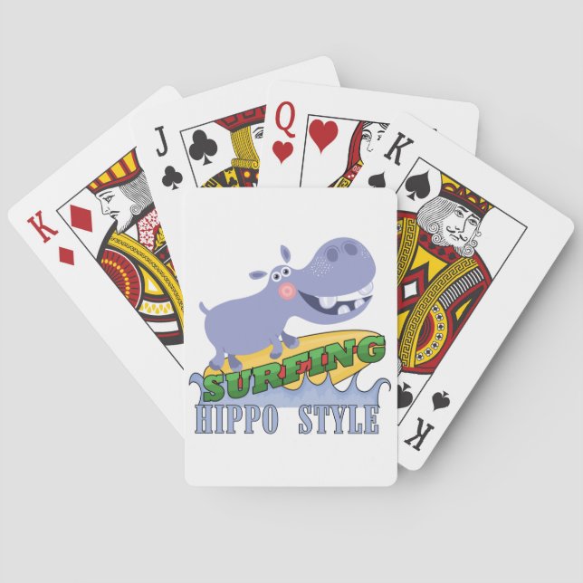 Surfer Hippopotamus Playing Cards (Back)