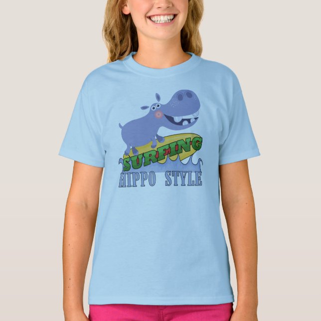 Surfer Hippopotamus T-Shirt (Front)