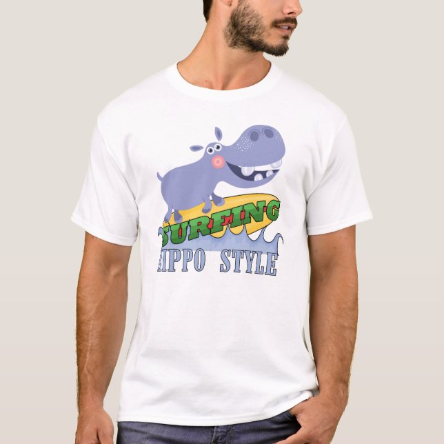 Surfer Hippopotamus T-Shirt (Front)