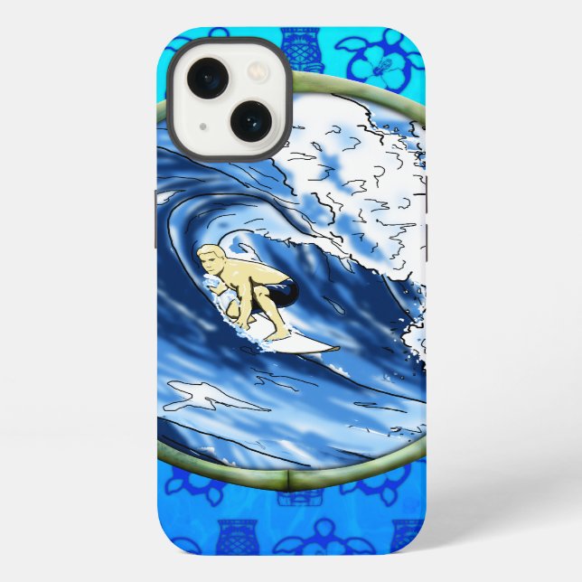 Surfer In Bamboo Circle iPhone Case (Back)