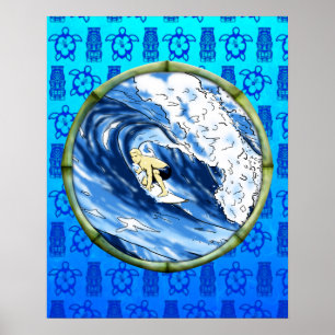 Surfer In Bamboo Circle Poster