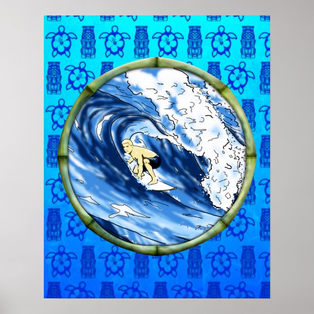 Surfer In Bamboo Circle Poster (Front)