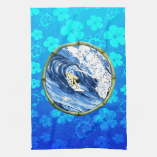 Surfer In Bamboo Circle Tea Towel