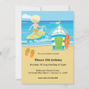 Surfer kids invitation