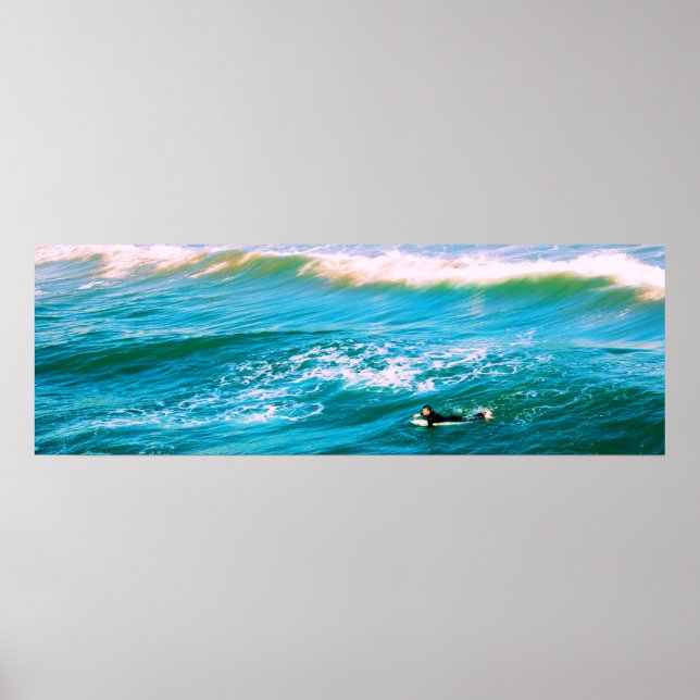 Surfer Lookin' for a Wave Poster - 12x36 (Front)