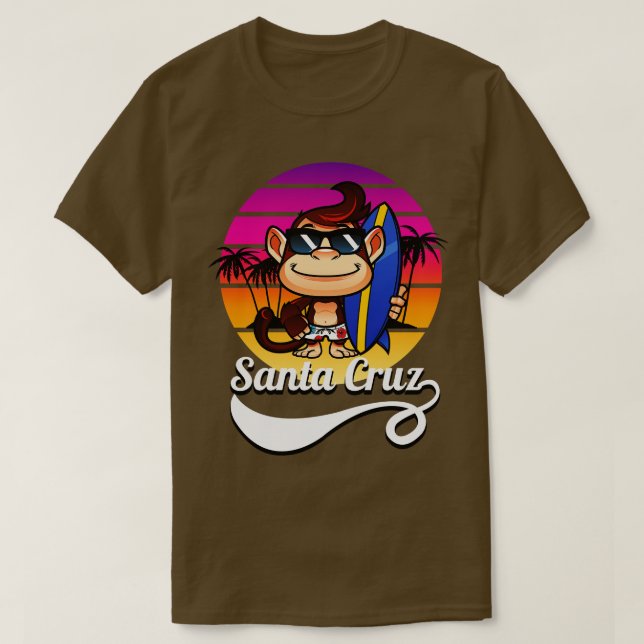 Surfer Monkey California Retro Sun T-Shirt (Design Front)