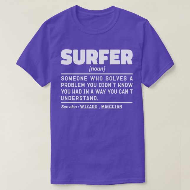 Surfer Noun Definition Beach Surfing Water Sport T-Shirt (Design Front)