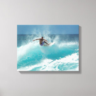 Surfer on a big wave canvas print