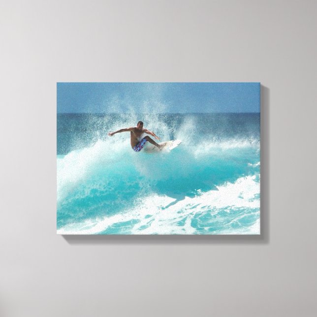 Surfer on a big wave canvas print (Front)