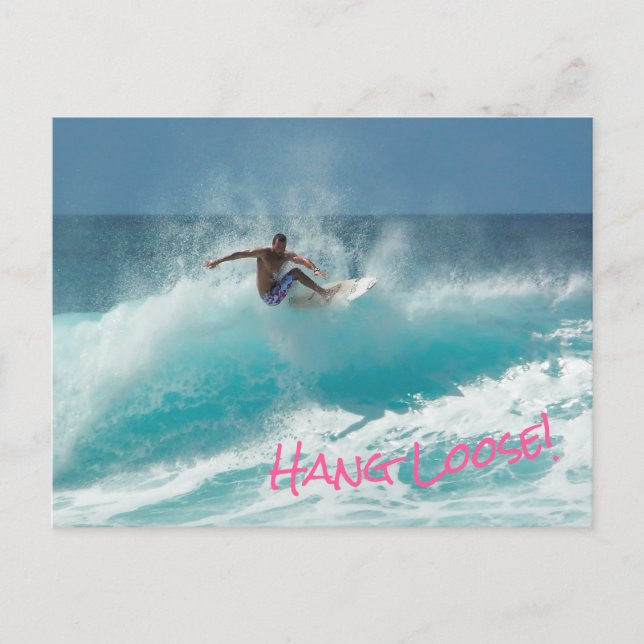 Surfer on a big wave Hang Loose Postcard (Front)