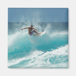 Surfer on a big wave magnet