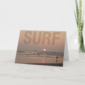 Surfer on Beach at Sunrise Photo Greeting Card
