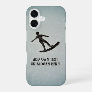 Surfer on Metal look, black and steel grey, custom iPhone 16 Case