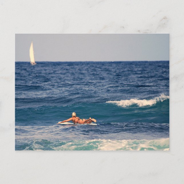 Surfer Paddling Out Postcard (Front)