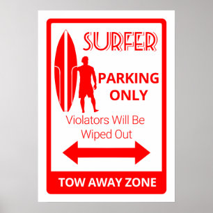 Surfer Parking Only Poster