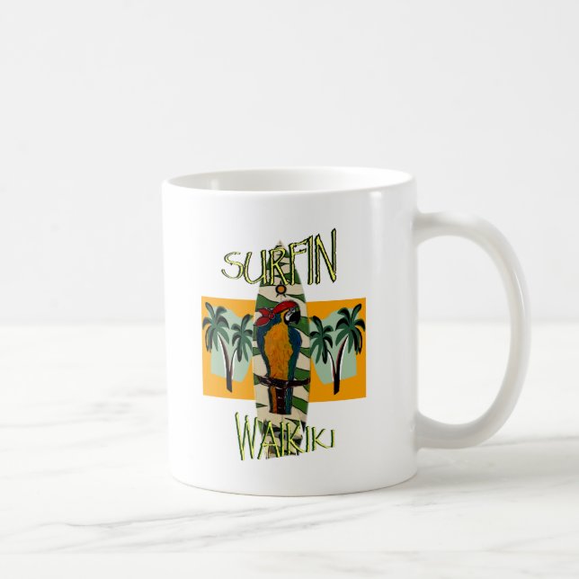 Surfer Parrot Coffee Mug (Right)