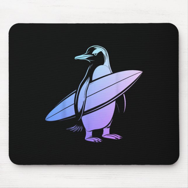 Surfer Penguin Surfboard Surfing Funny Cute Surfin Mouse Pad (Front)