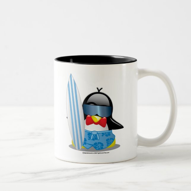 Surfer Penguin Two-Tone Coffee Mug (Right)