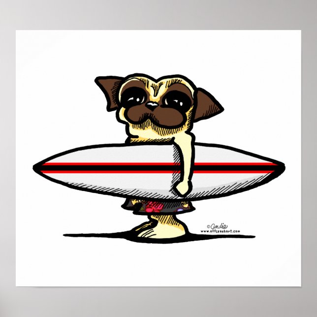 Surfer Pug Poster (Front)